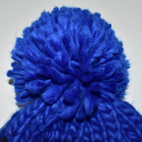 Free People Cozy Chunky Knit Colorblock Pom Pom Beani Winter Hat Black B… - Picture 2 of 9